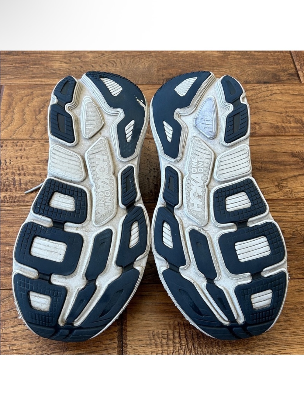 Hoka One One Women's Running Shoes in Light Gray, Navy, and Coral Accent - Picture 10 of 11